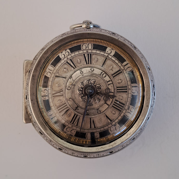 large fine verge fusee pocket watch with alarm circa 1710 (SOLD)