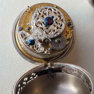 A silver pair cased quarter repeating silver pocket watch circa 1720 (sold out)