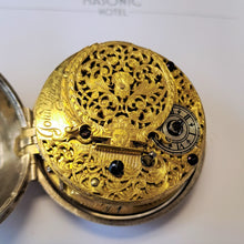 Load image into Gallery viewer, very fine silver pair cased sun and moon verge fusee pocket watch circa 1700 (sold)