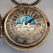 Load image into Gallery viewer, very fine silver pair cased sun and moon verge fusee pocket watch circa 1700 (sold)